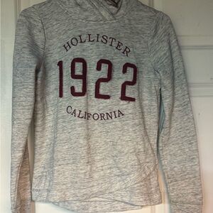Hollister Heather Gray Hoodie with Burgundy Print